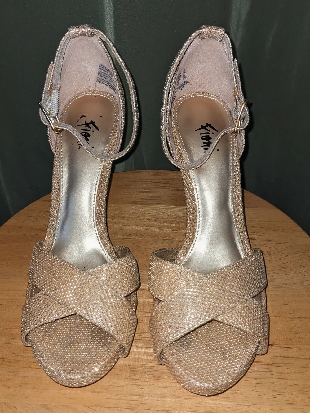Champagne Sparkle Heels with Matching Clutch Bag